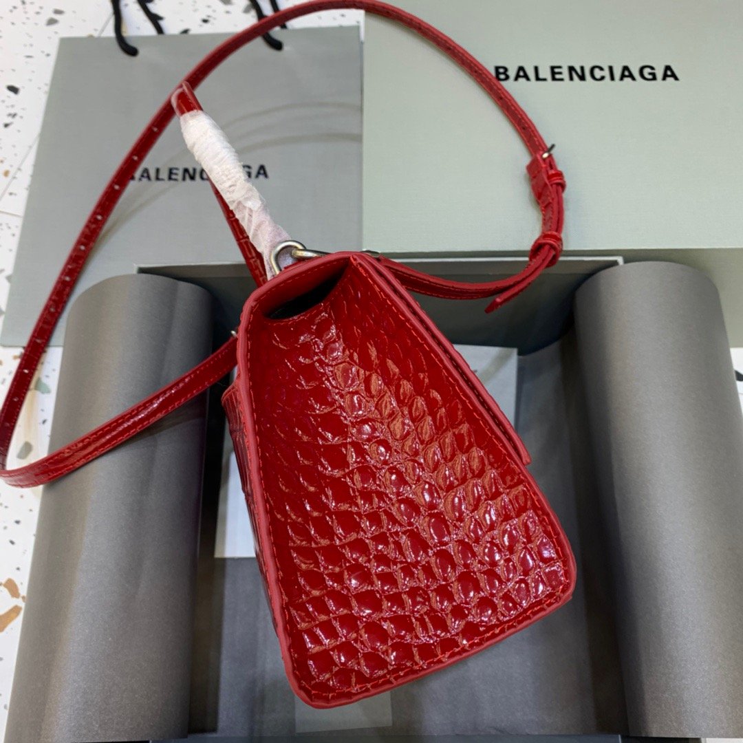Balen Hourglass Small Handbag In Red, For Women, Bags 9in/23cm