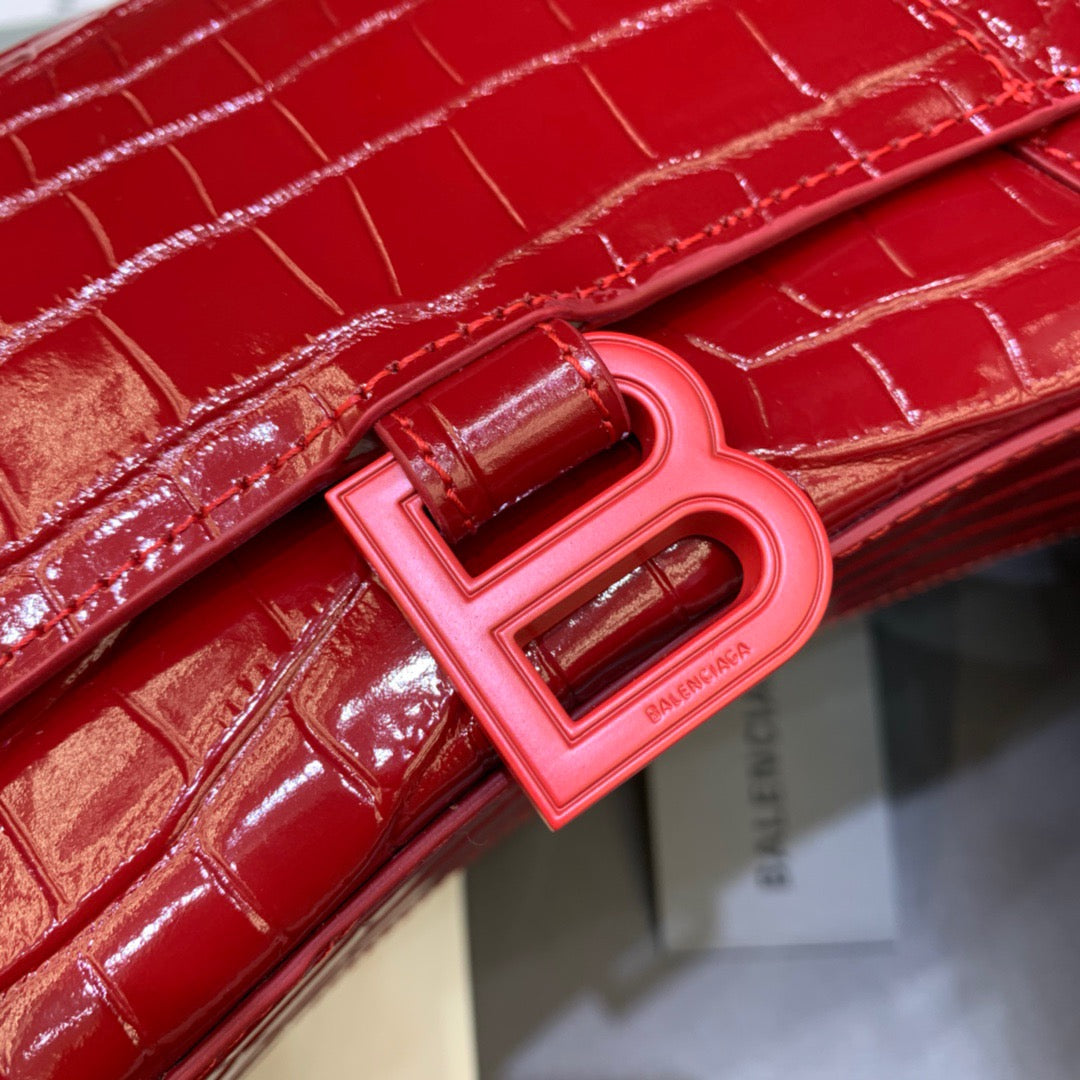 Balen Hourglass Small Handbag In Red, For Women, Bags 9in/23cm
