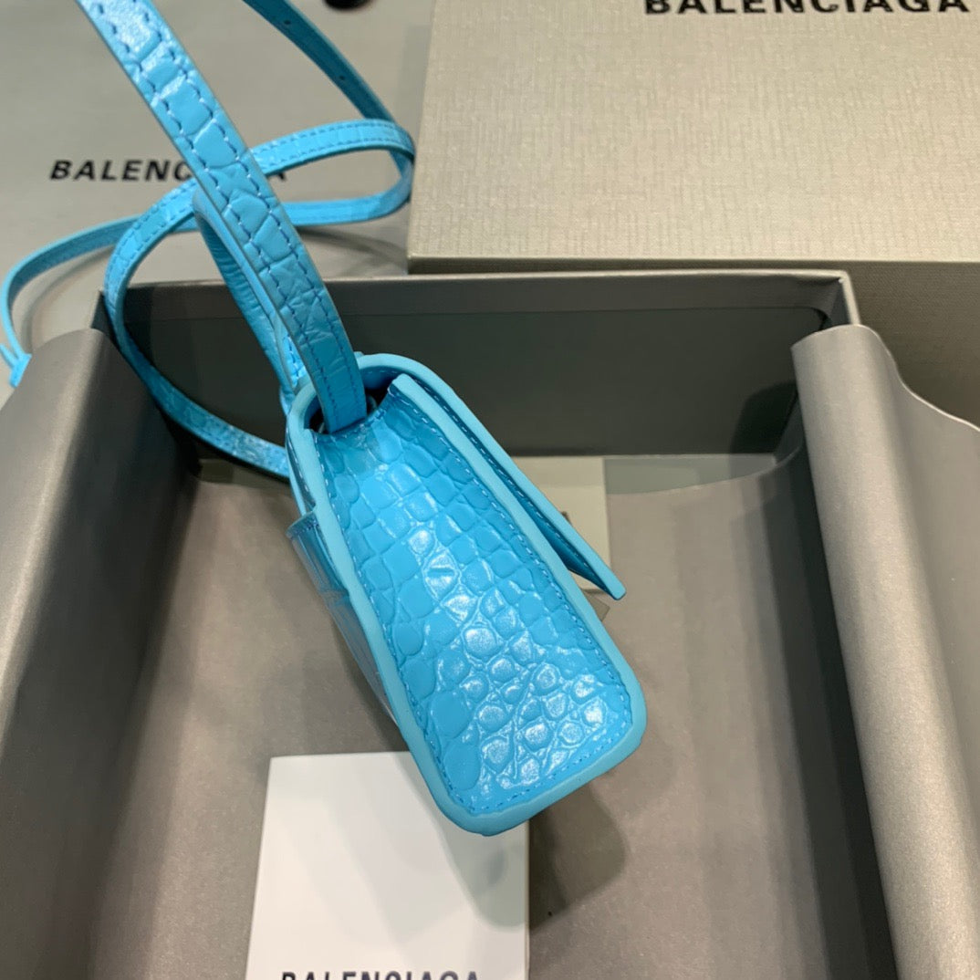 Balen Hourglass Mini Handbag In Blue, For Women, Bags 4.7in/12cm