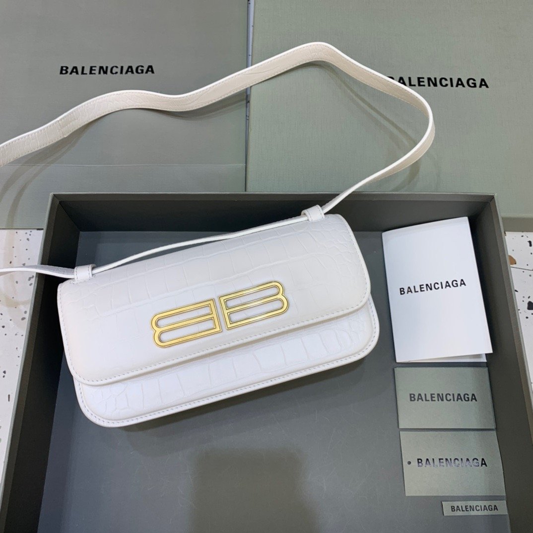 Balen Gossip Small Shoulder Bag White, For Women, Bags 9.1in/23cm