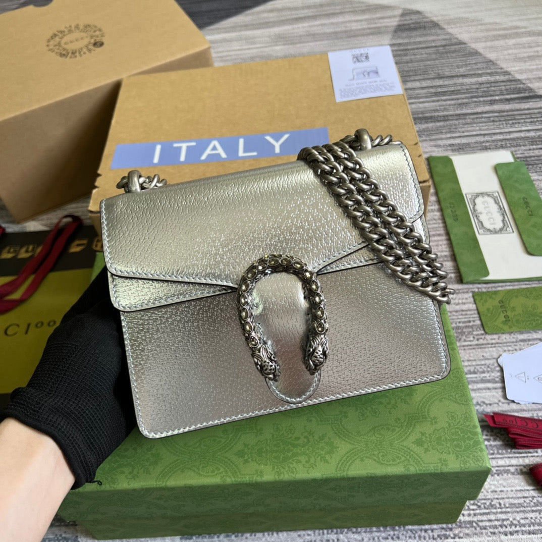 gg Dionysus Super Mini Bag Silver For Women, Women’s Bags 6.5in/17cm gg 476432 1TRBN 8173