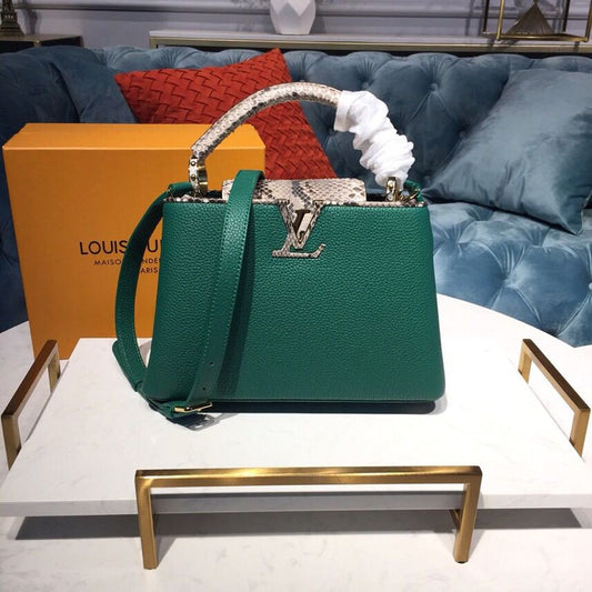 LV Capucines BB Taurillon And Python Green For Women, Shoulder And Crossbody Bags 10.6in/27cm LV