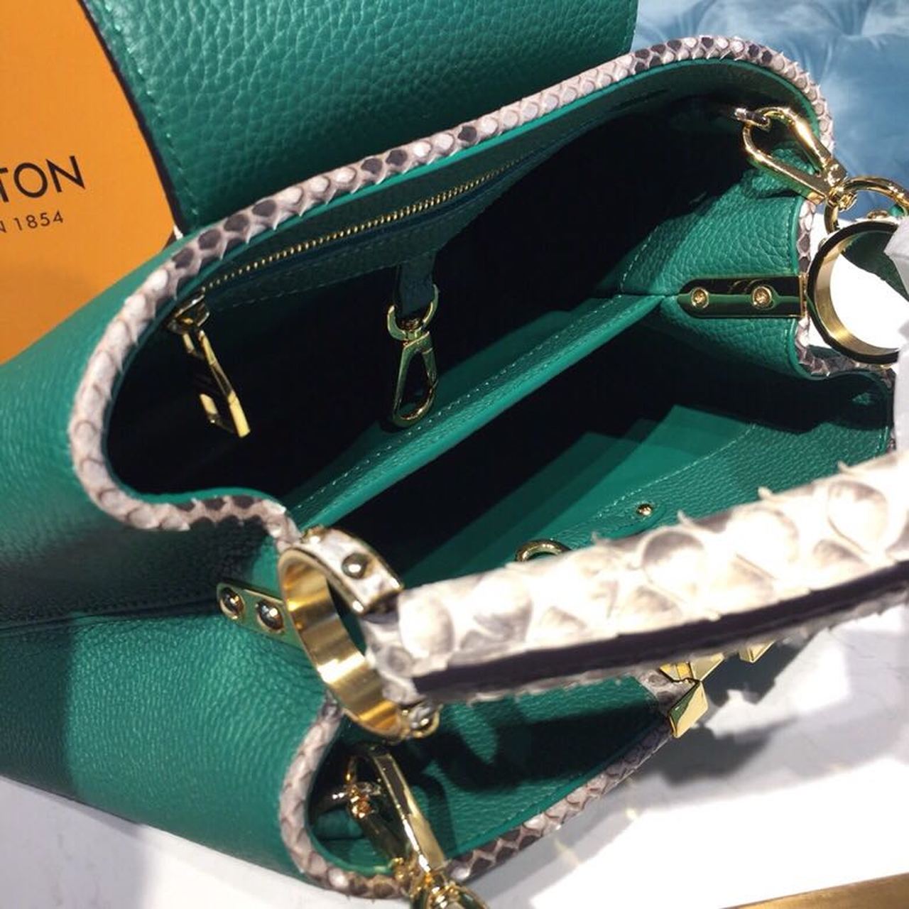 LV Capucines BB Taurillon And Python Green For Women, Shoulder And Crossbody Bags 10.6in/27cm LV