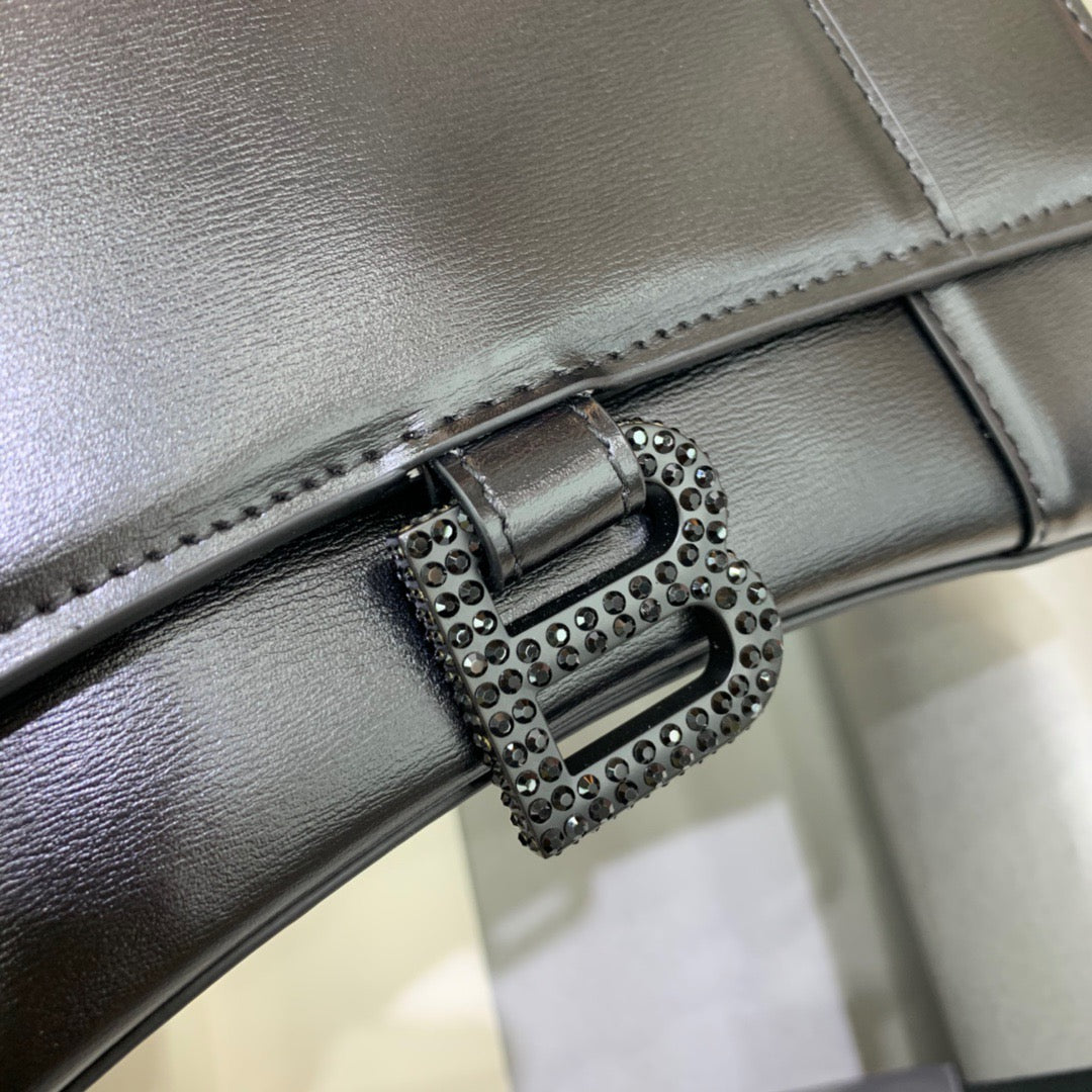 Balen Hourglass Small Handbag In Black, For Women, Bags 9in/23cm