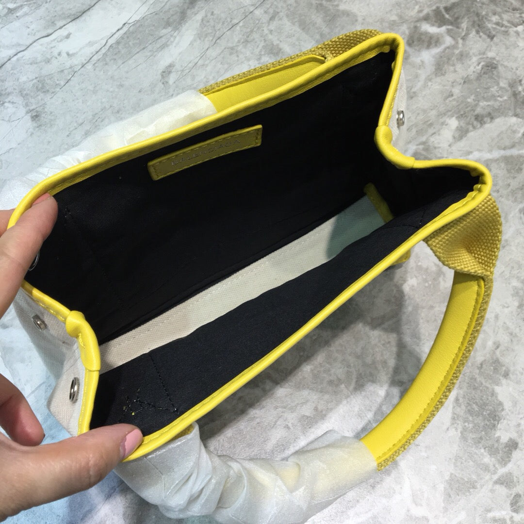 Balen Navy XS Tote Bag In Yellow, For Women, Bags 12.6in/32cm