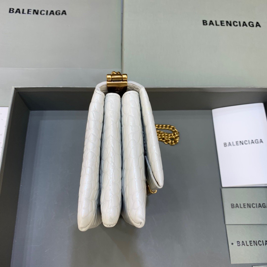 Balen Triplet Small Bag Crocodile Embossed White, For Women, Bags 8.3in/21cm