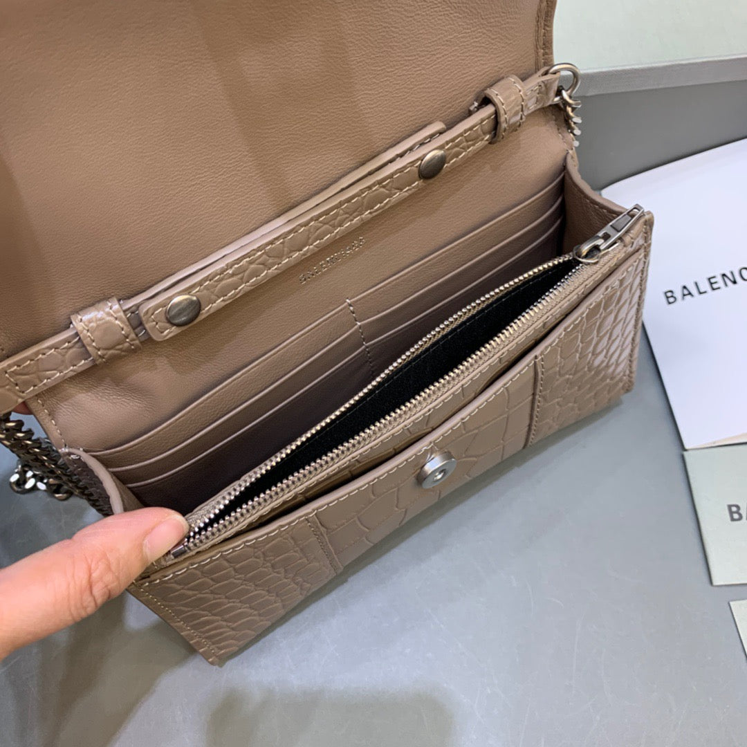 Balen Downtown Small Shoulder Bag With Chain Brown, For Women, Bags 11.8in/30cm