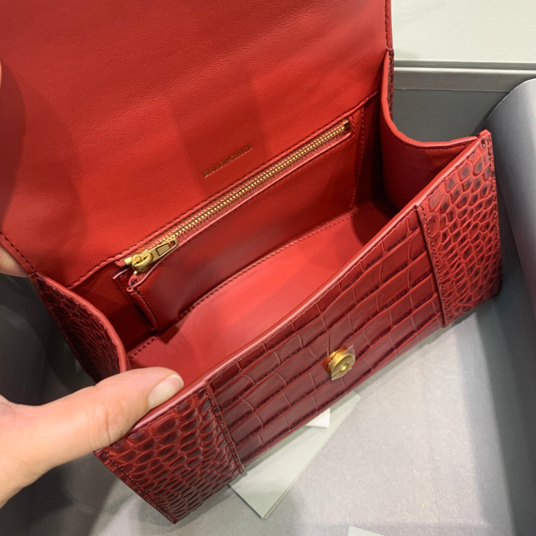 Balen Hourglass Small Handbag In Dark Red, For Women, Bags 9in/23cm 5935461LRGM6211