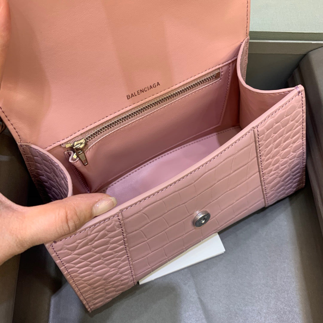 Balen Hourglass Small Handbag In Pink, For Women, Bags 9in/23cm 5935461LR6Y5906