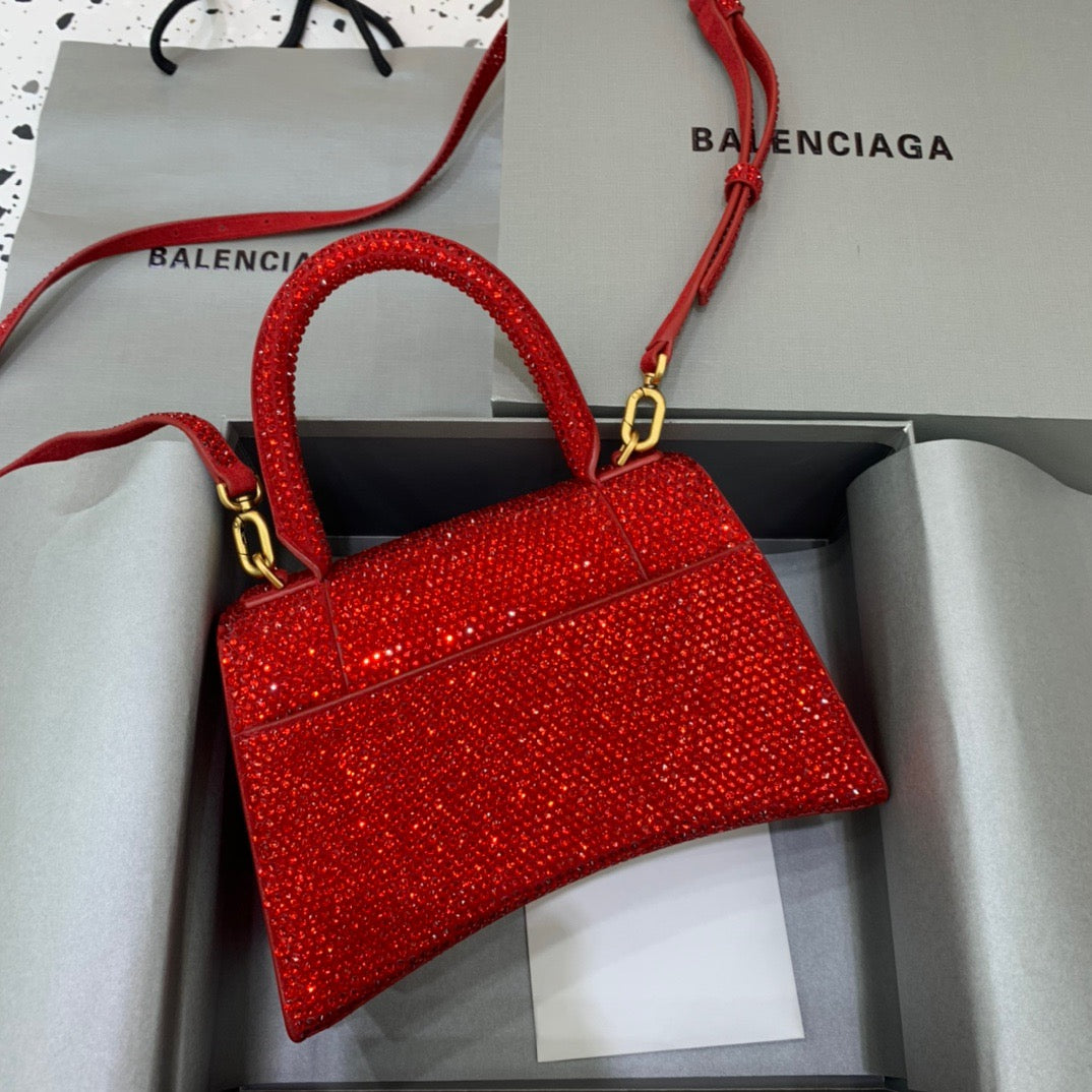 Balen Hourglass Small Handbag In Red, For Women, Bags 9in/23cm