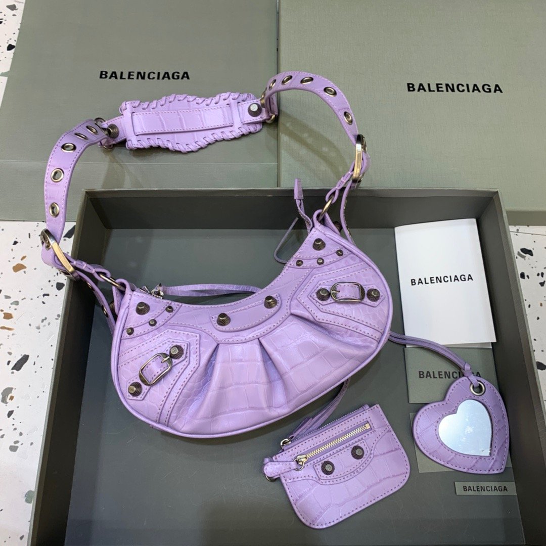 Balen Le Cagole XS Shoulder Bag In Light Purple, For Women, Bags 10.2in/26cm 67130923EBY5306