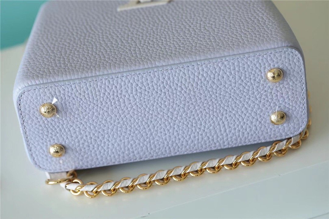 LV Capucines Mini Taurillon Light Blue/ Creme For Women, Shoulder And Crossbody Bags 21cm/8.3in LV