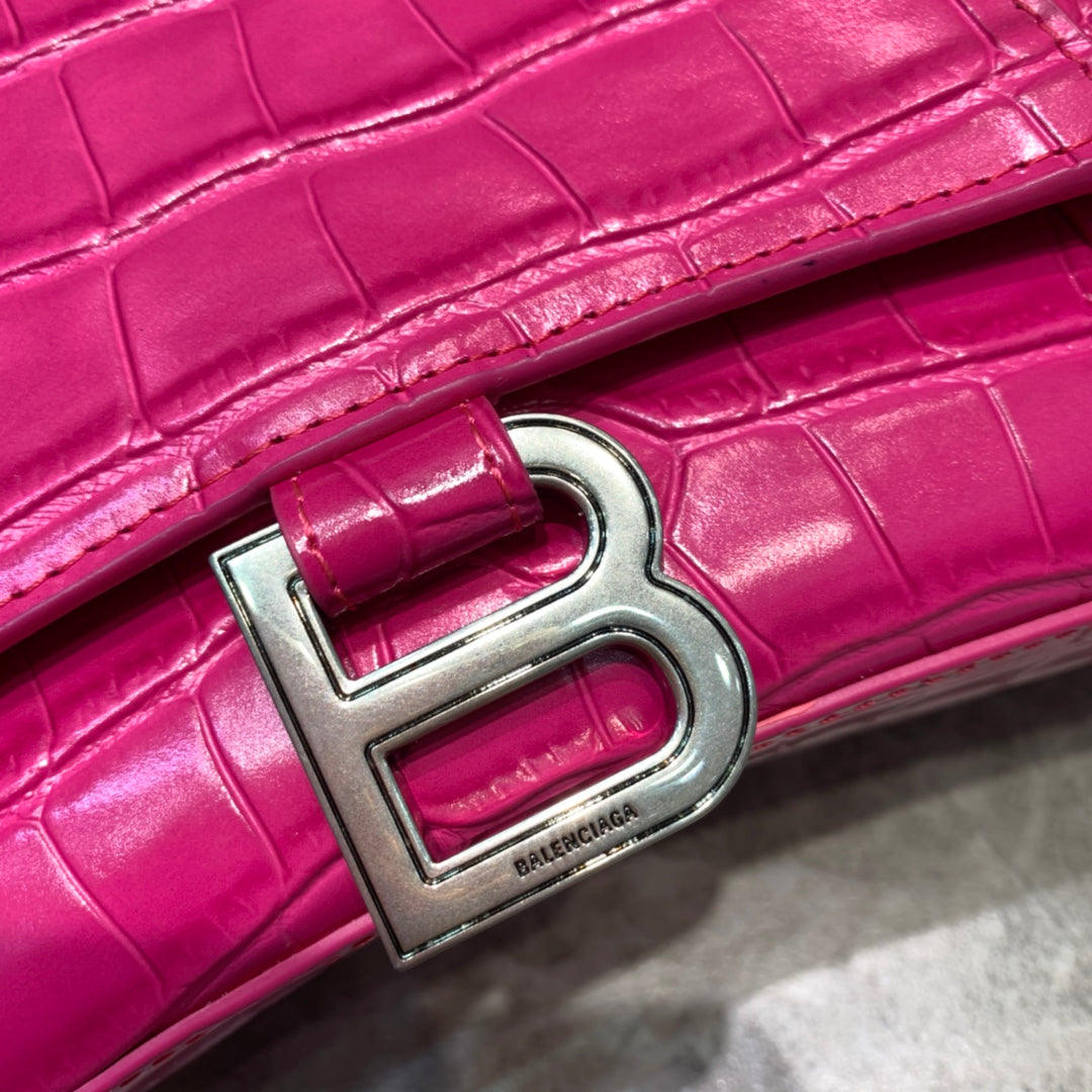 Balen Hourglass Handbag In Dark Pink, For Women, Bags 9.8in/25cm