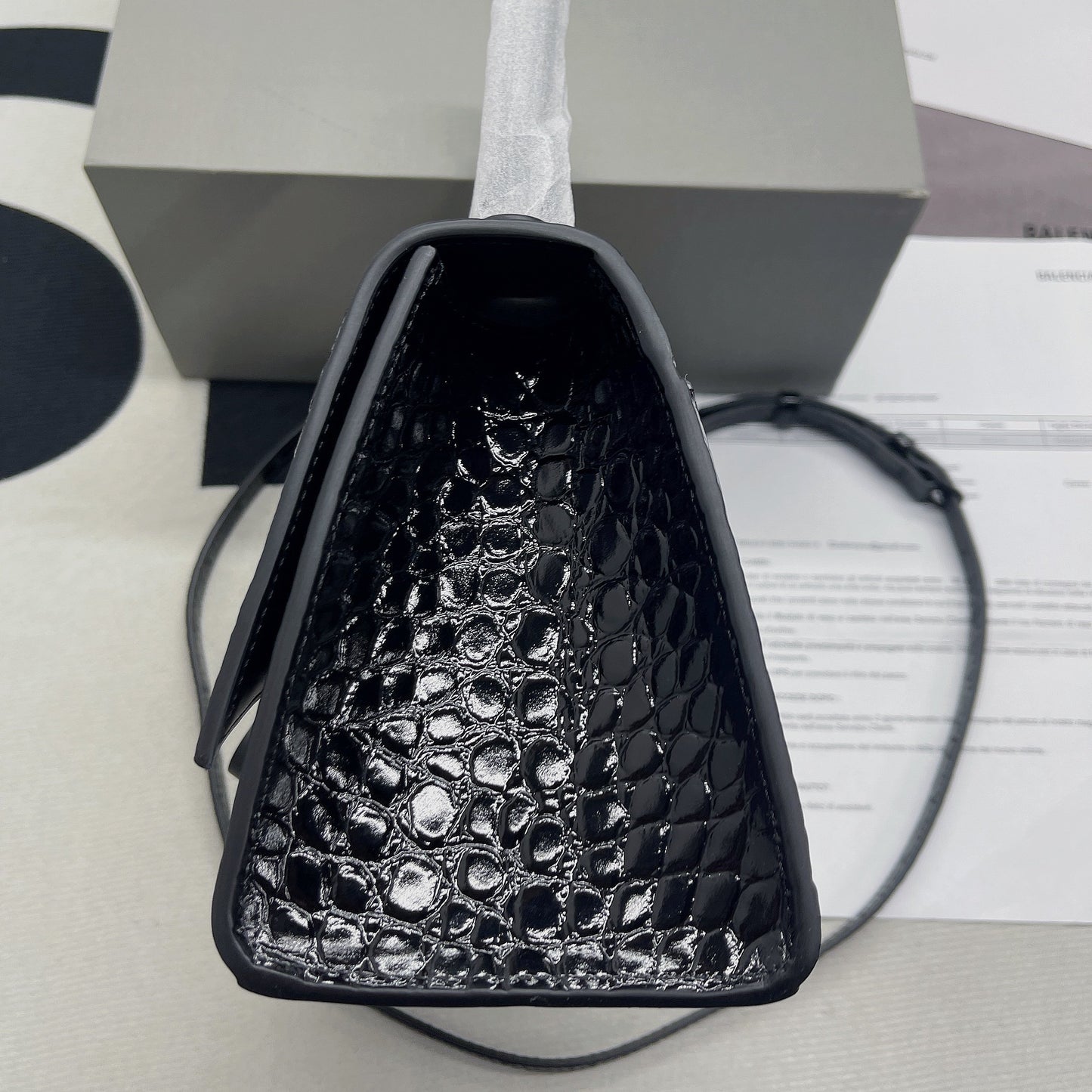 Balen Hourglass Small Handbag In Black, For Women, Bags 9in/23cm