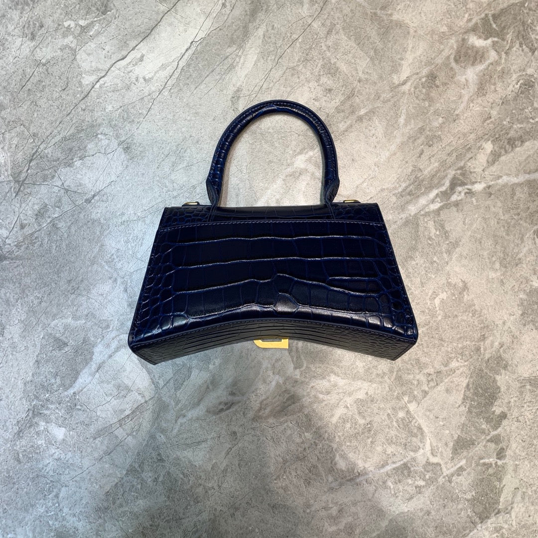 Balen Hourglass Small Handbag In Dark Blue, For Women, Bags 9in/23cm 5935461LRGM4611