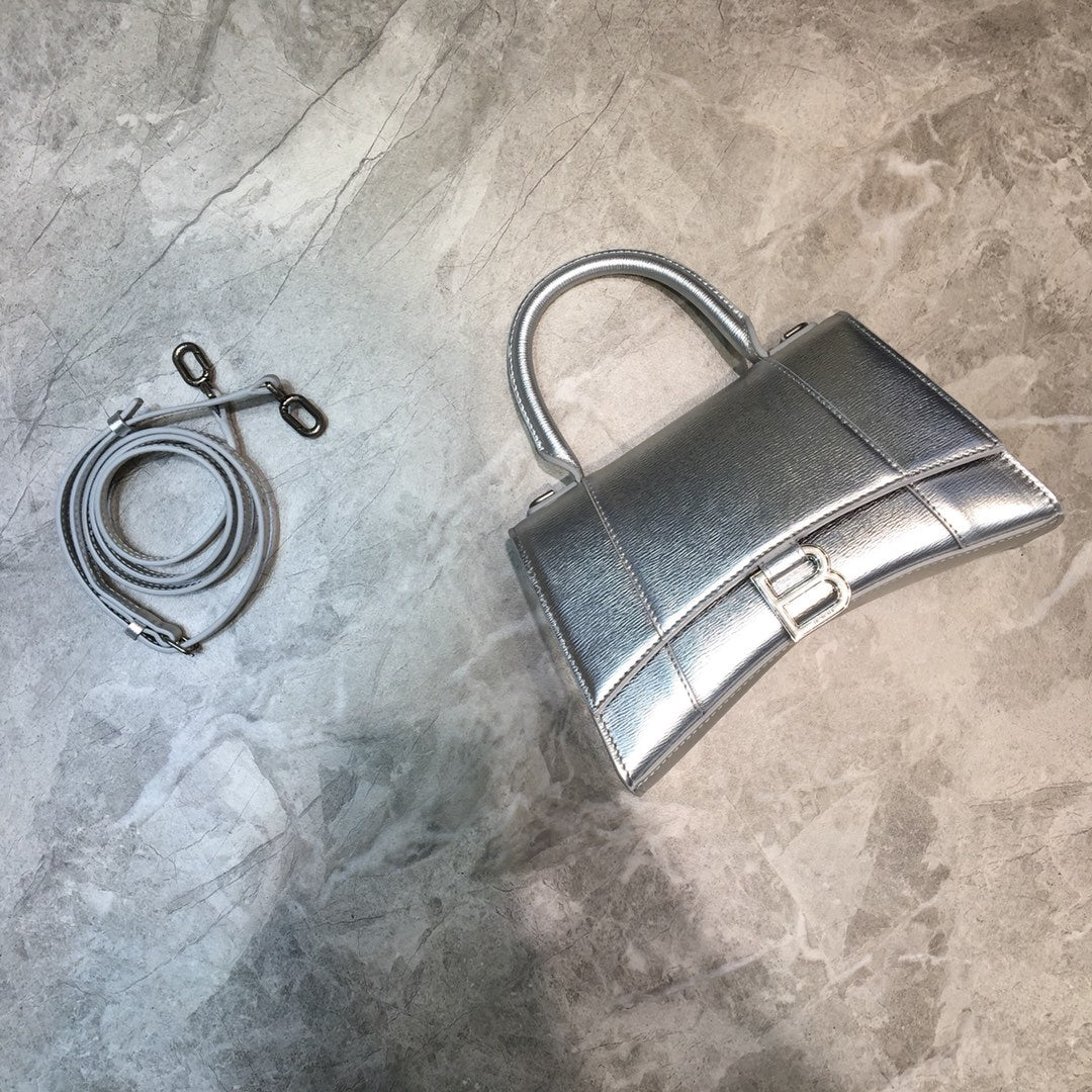 Balen Hourglass Small Handbag In Grey, For Women, Bags 9in/23cm