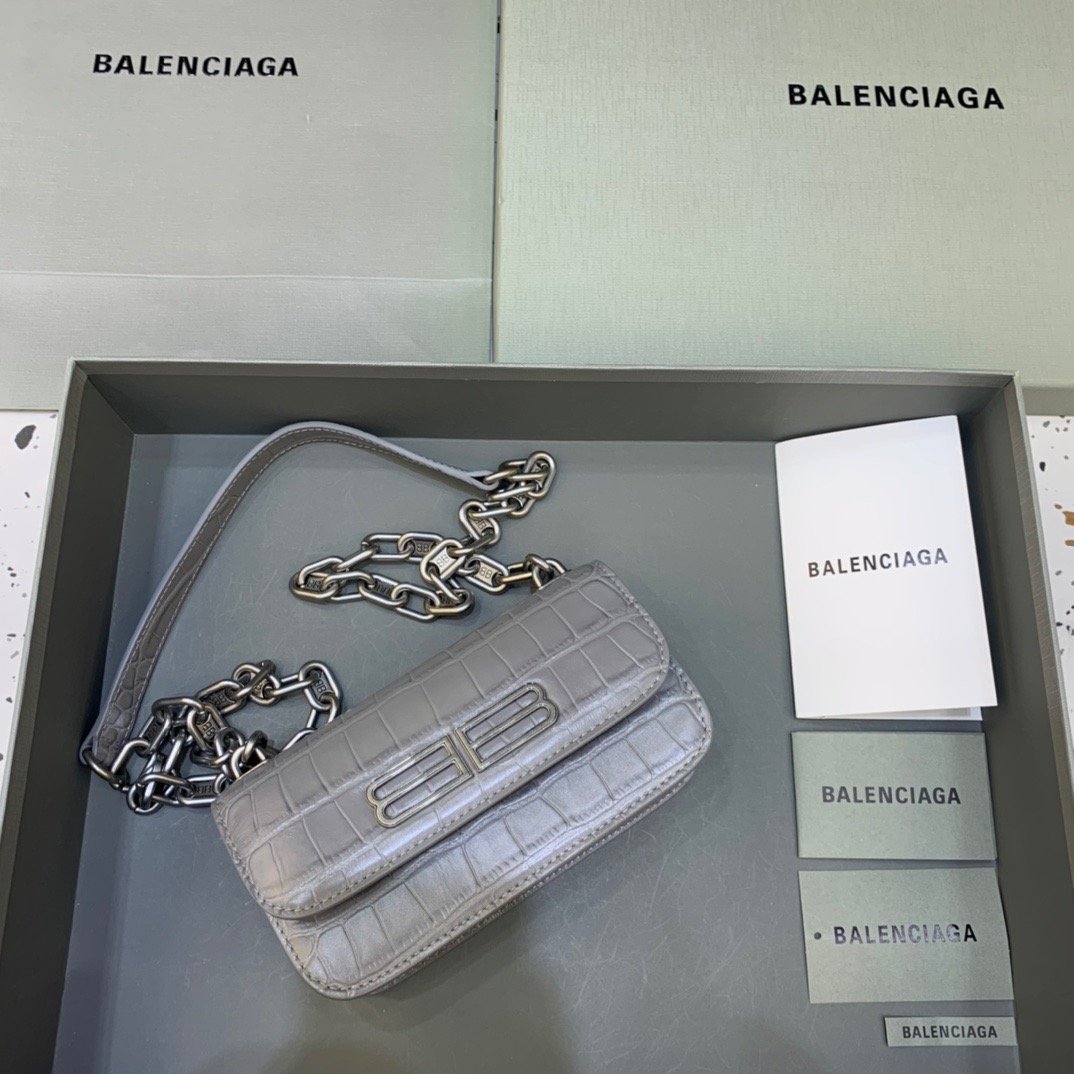 Balen Gossip Small On Chain Shoulder Bag Gray, For Women, Bags 7.4in/19cm