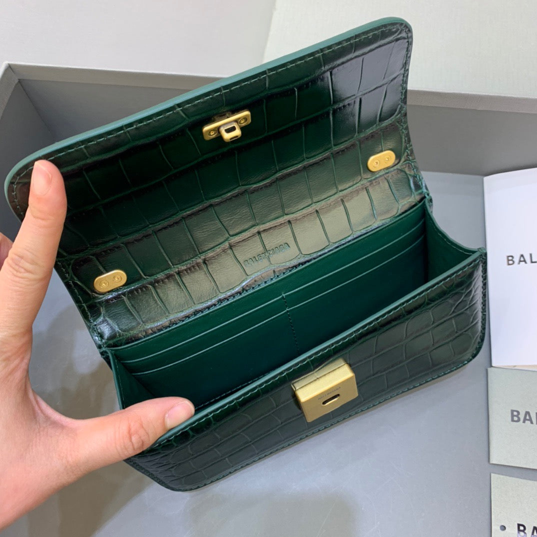 Balen Gossip Small On Chain Shoulder Bag Dark Green, For Women, Bags 7.4in/19cm
