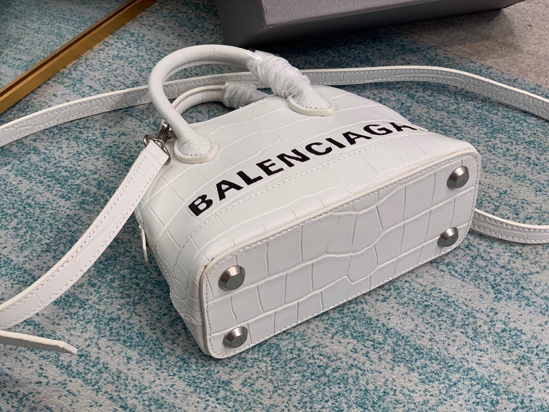 Balen Ville Mini Handbag In White, For Women, Bags 4.7in/12cm