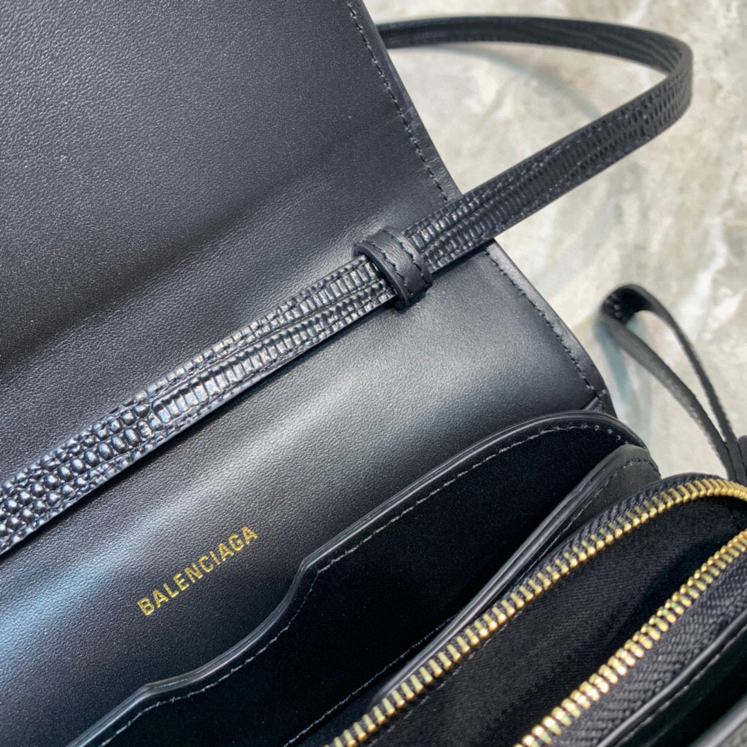 Balen B Small Lizard Effect Cross-body Bag In Black, For Women, Bags 7in/18cm