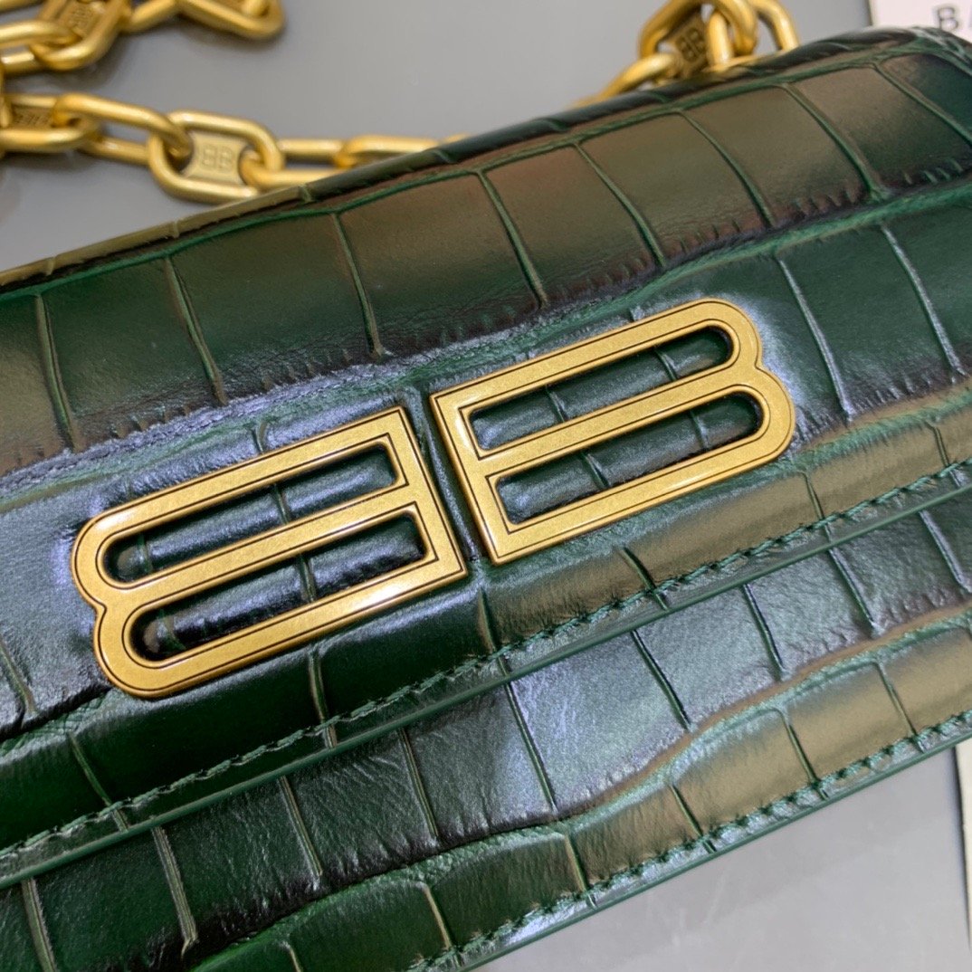 Balen Gossip Small On Chain Shoulder Bag Dark Green, For Women, Bags 7.4in/19cm
