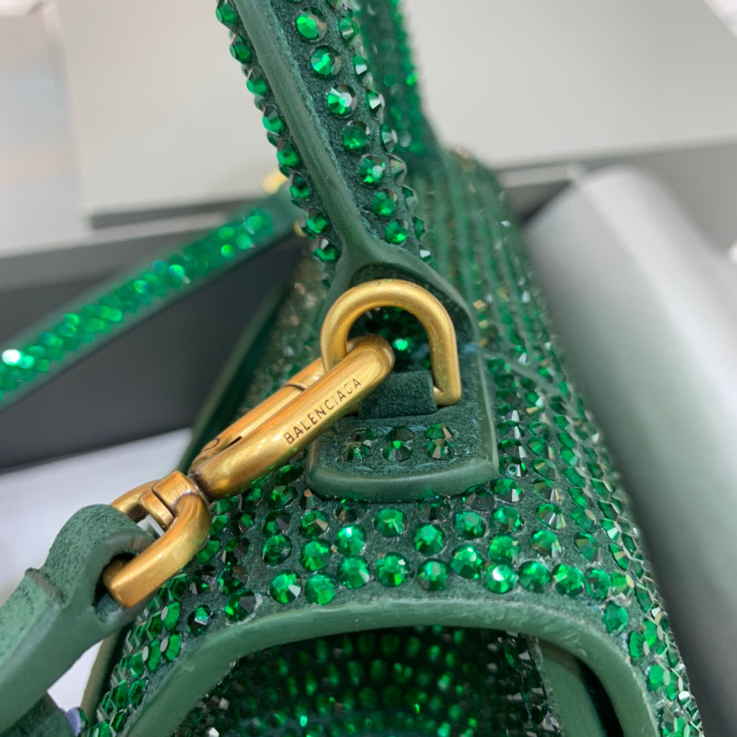 Balen Hourglass Small Handbag In Green, For Women, Bags 9in/23cm