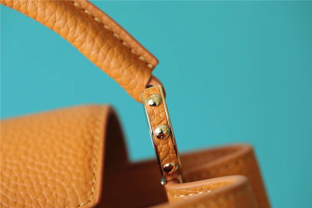 LV Capucines Mini Taurillon Jaune Sunbeam For Women, Shoulder And Crossbody Bags 21cm/8.3in LV