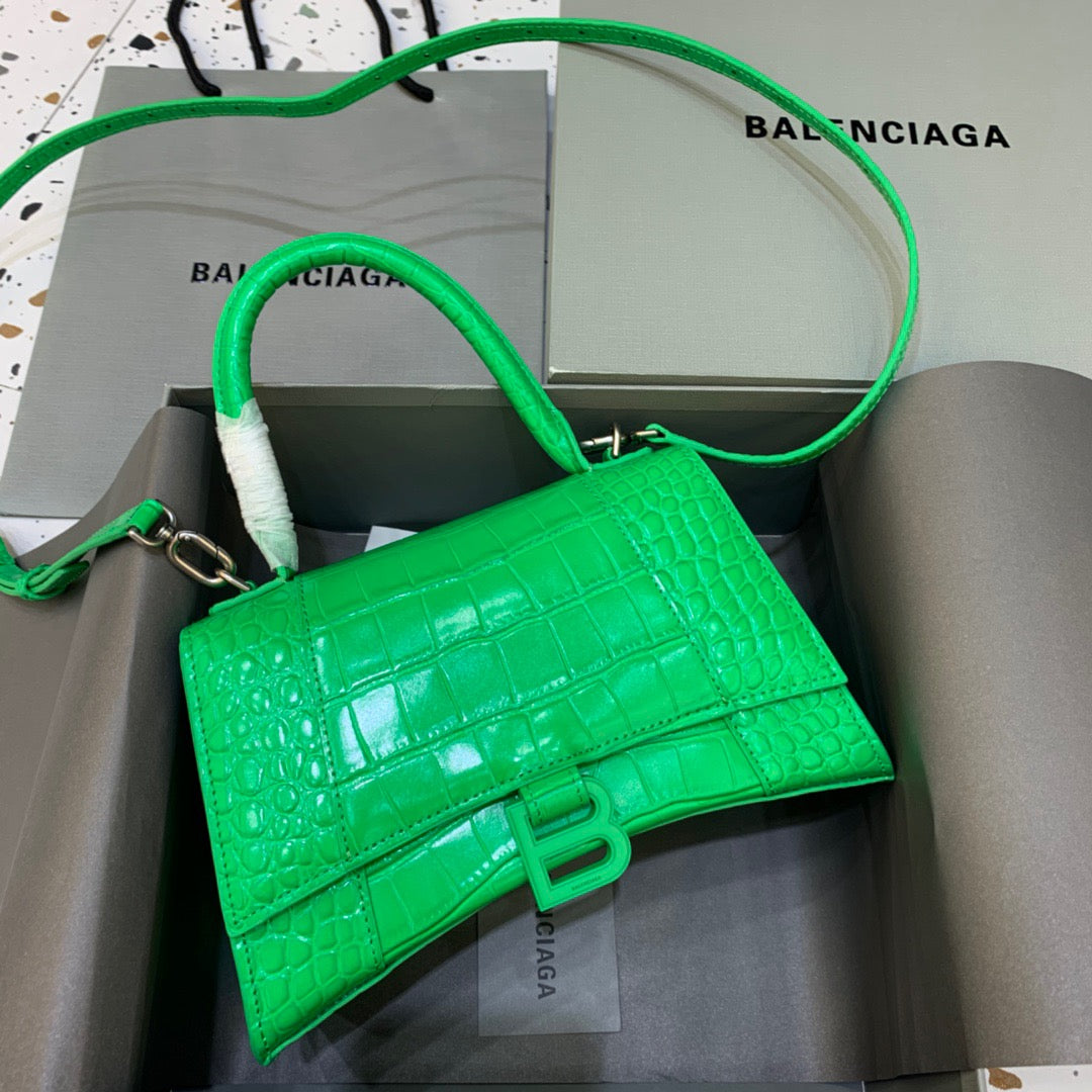 Balen Hourglass Small Handbag In Bright Green, For Women, Bags 9in/23cm