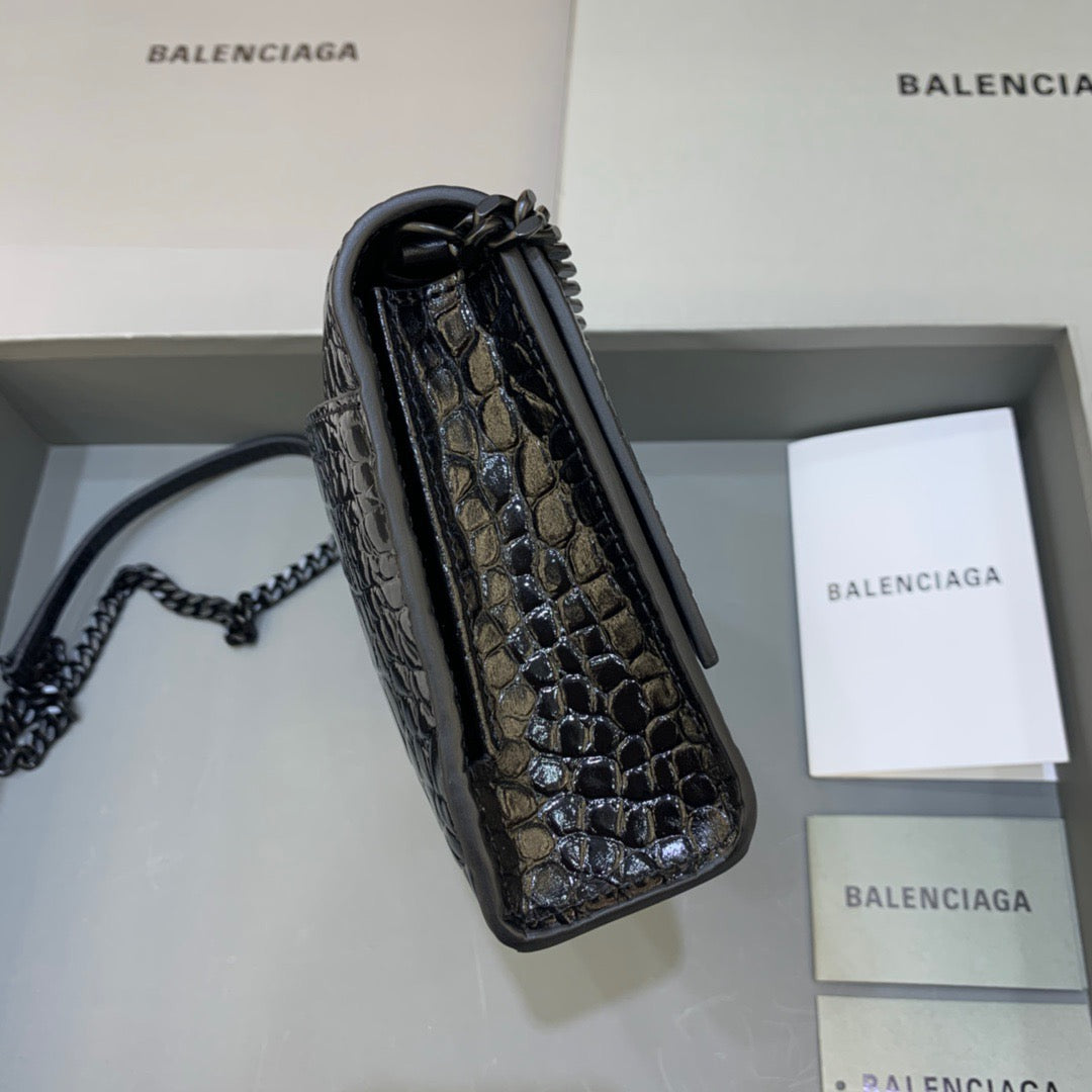 Balen Hourglass Wallet On Chain in Black, For Women, Bags 9in/23cm