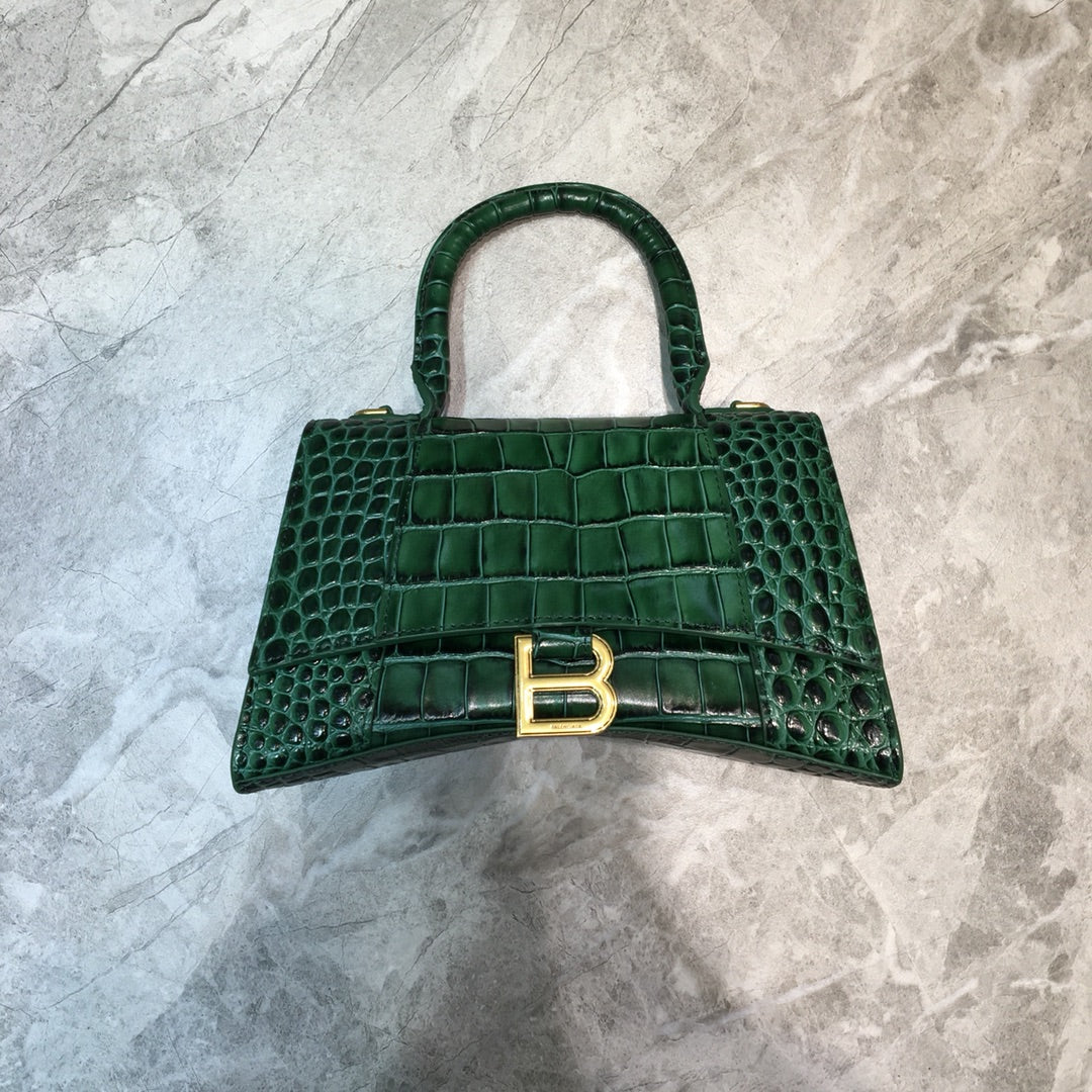 Balen Hourglass Small Handbag In Dark Green, For Women, Bags 9in/23cm 5935461LRGM3011