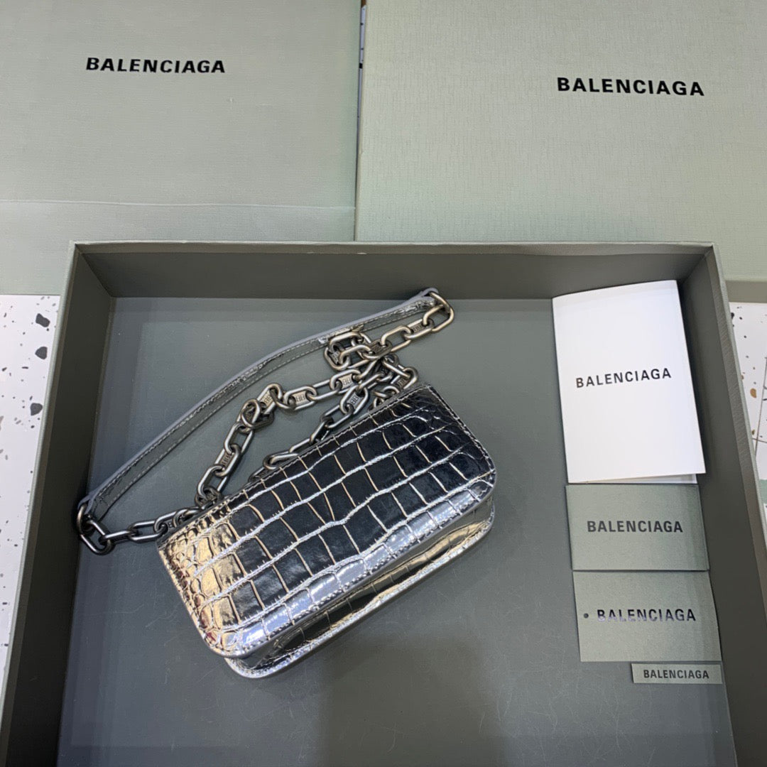 Balen Gossip Small On Chain Shoulder Bag Sliver, For Women, Bags 7.4in/19cm