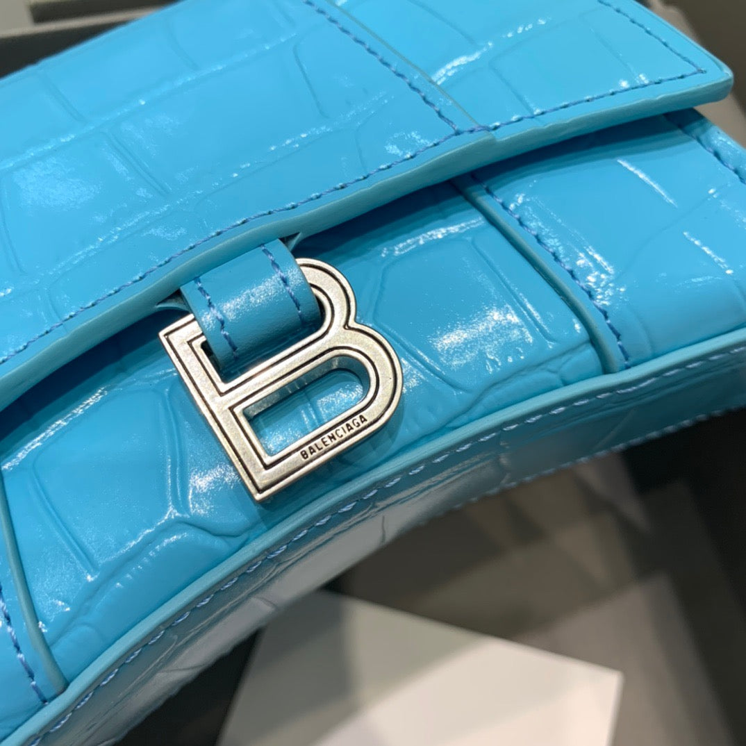 Balen Hourglass Mini Handbag In Blue, For Women, Bags 4.7in/12cm