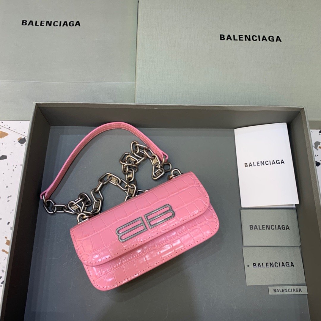 Balen Gossip Small On Chain Shoulder Bag Pink, For Women, Bags 7.4in/19cm