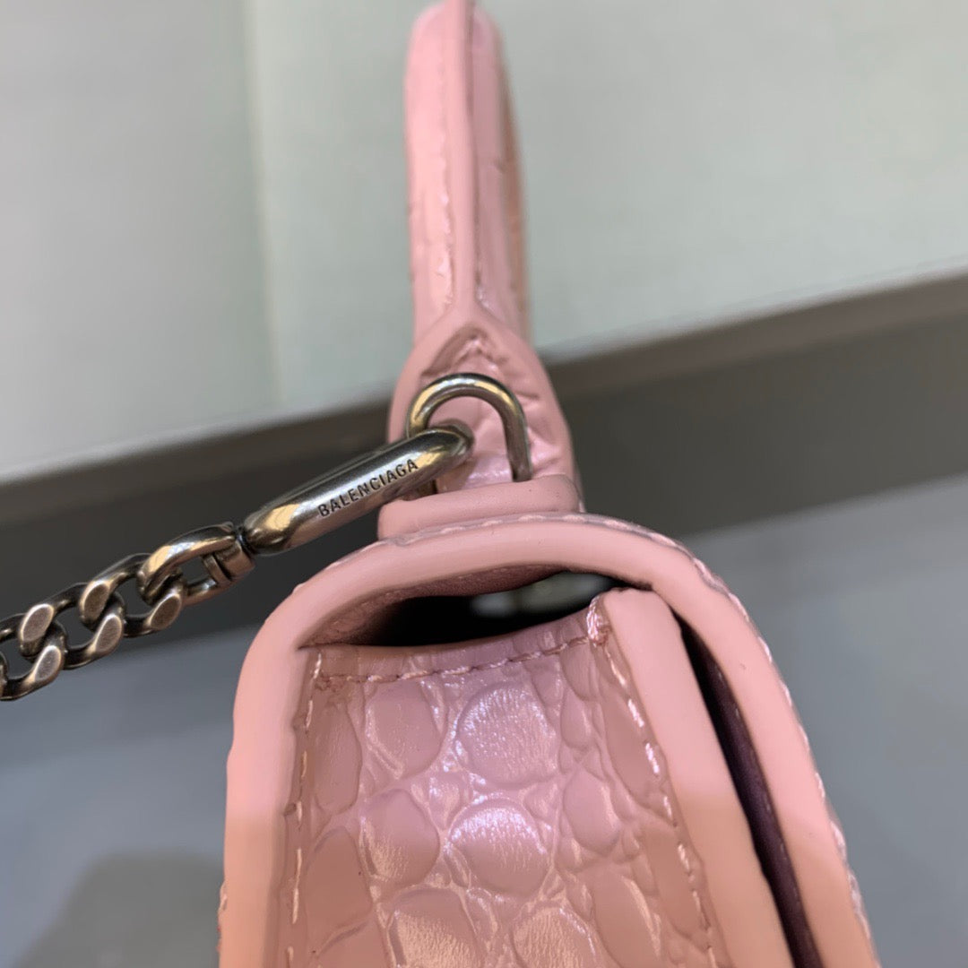Balen Hourglass Mini Handbag With Chain In Light Pink, For Women, Bags 4.7in/12cm