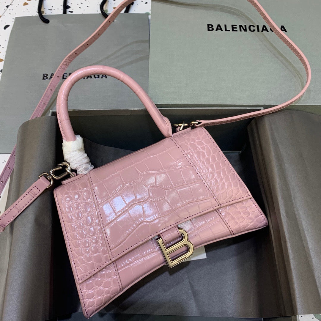 Balen Hourglass Small Handbag In Pink, For Women, Bags 9in/23cm 5935461LR6Y5906