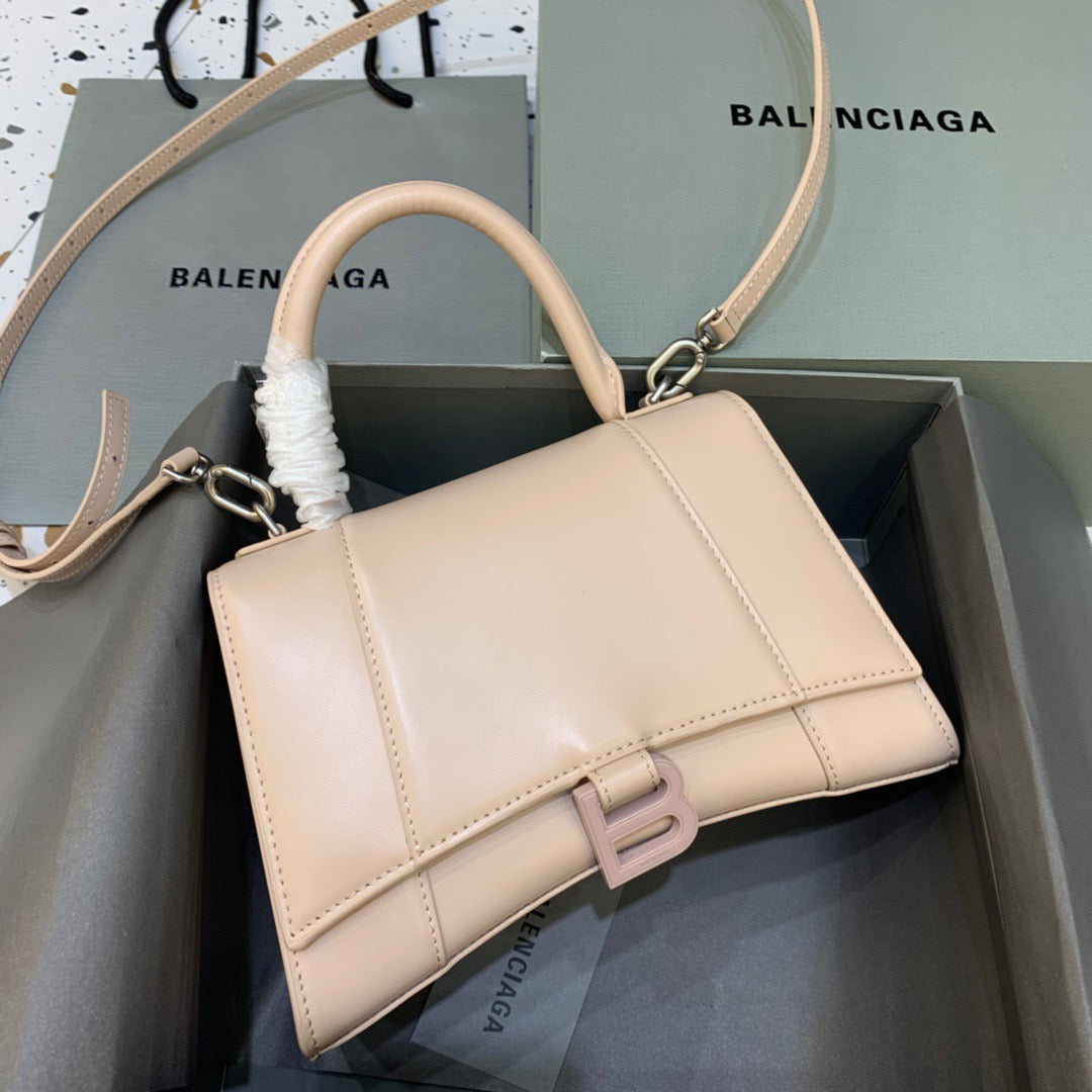Balen Hourglass Small Handbag In Beige, For Women, Bags 9in/23cm