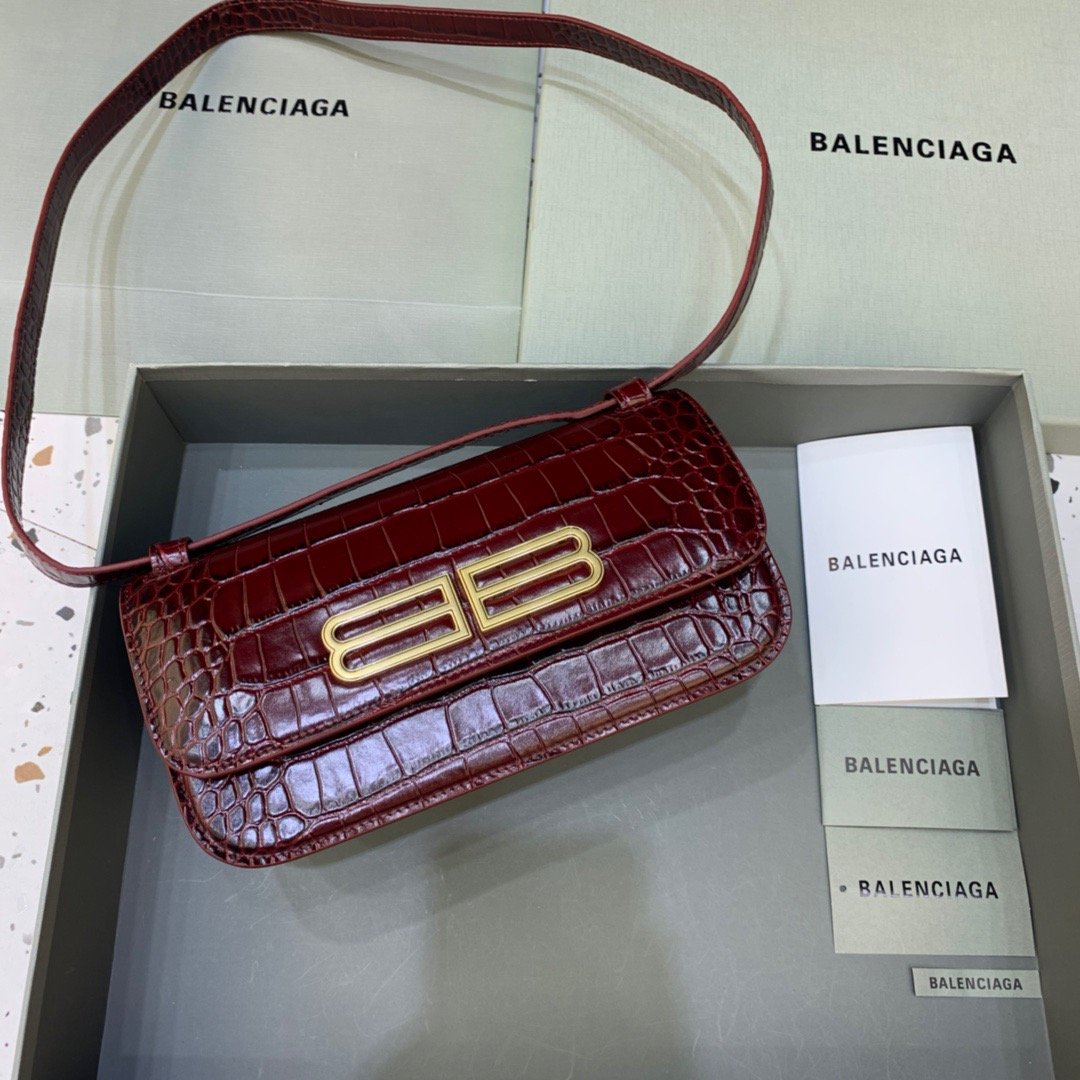 Balen Gossip Small Shoulder Bag Dark Red, For Women, Bags 9.1in/23cm