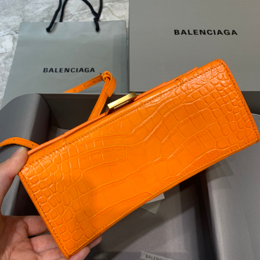 Balen Hourglass Small Handbag In Orange, For Women, Bags 9in/23cm