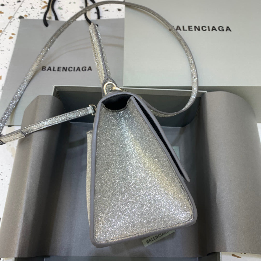 Balen Hourglass Small Handbag In Grey, For Women, Bags 9in/23cm