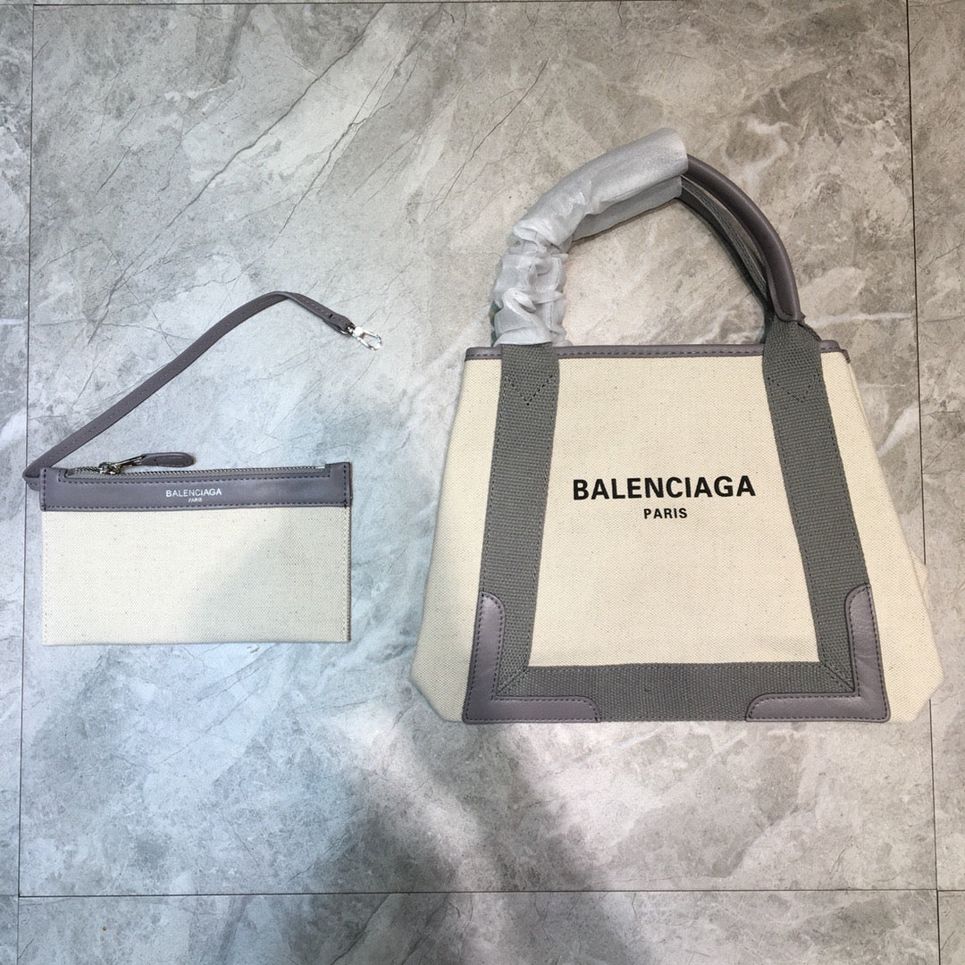 Balen Navy Small Cabas Tote Bag In Gray, For Women, Bags 18.5in/47cm