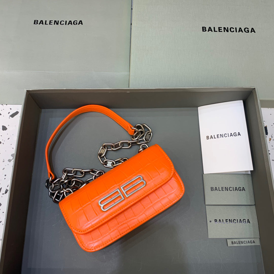 Balen Gossip Small On Chain Shoulder Bag Orange, For Women, Bags 7.4in/19cm