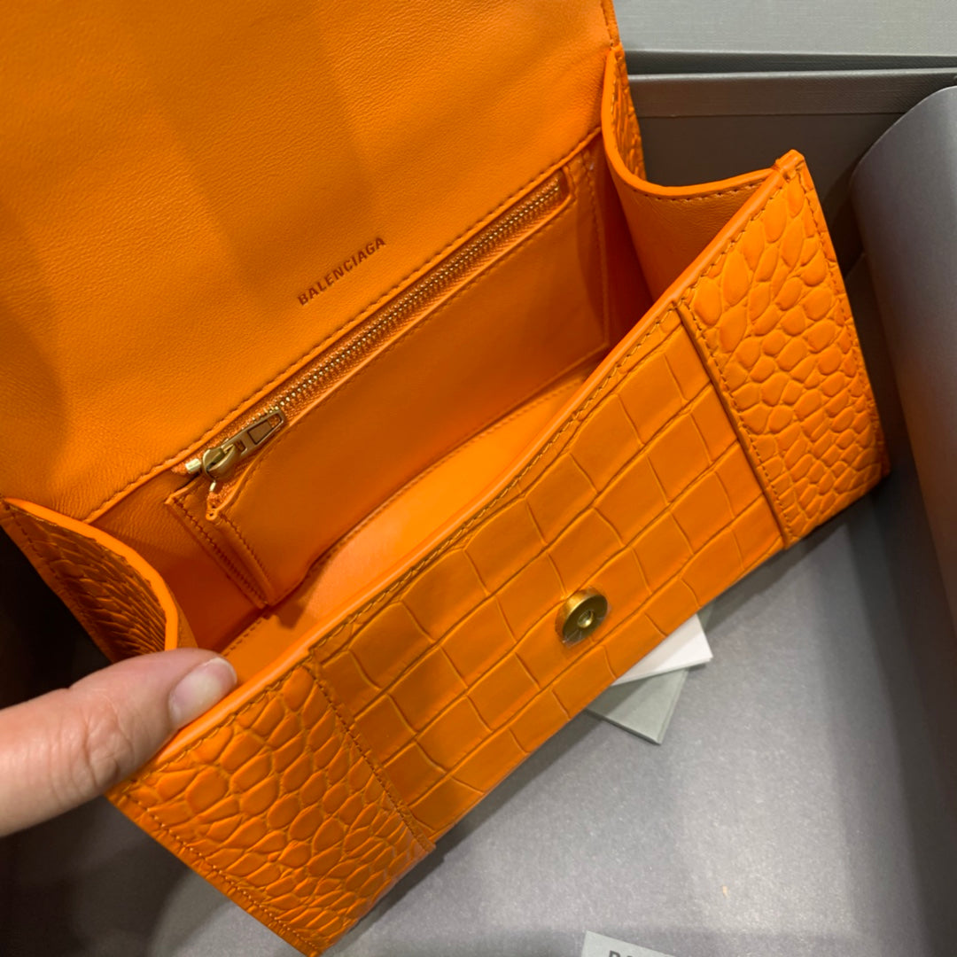 Balen Hourglass Small Handbag In Orange, For Women, Bags 9in/23cm