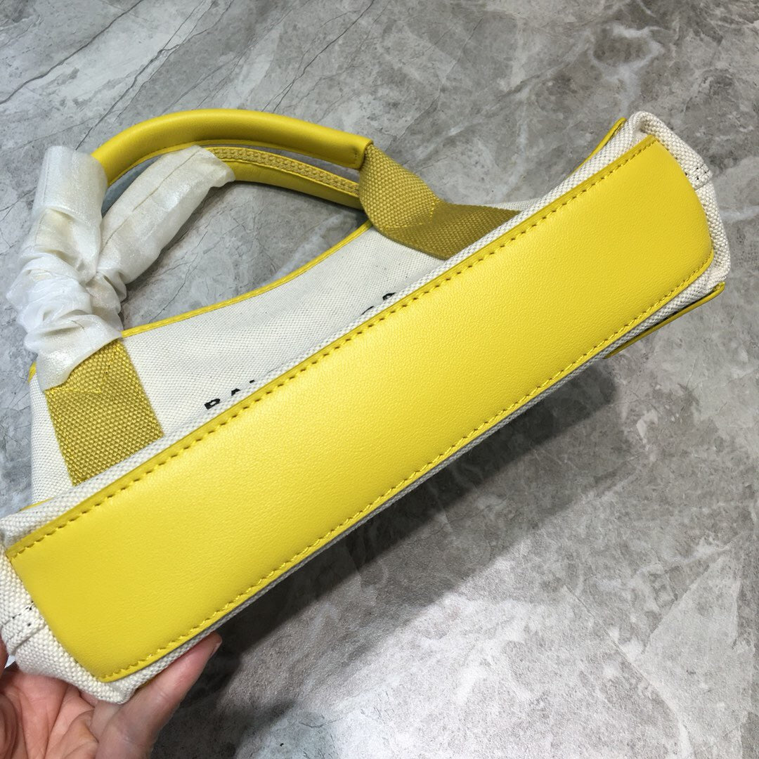 Balen Navy XS Tote Bag In Yellow, For Women, Bags 12.6in/32cm