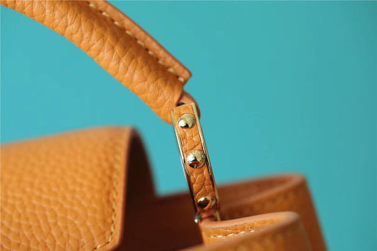 LV Capucines BB Taurillon Jaune Sunbeam For Women, Shoulder And Crossbody Bags 27cm/10.6in LV