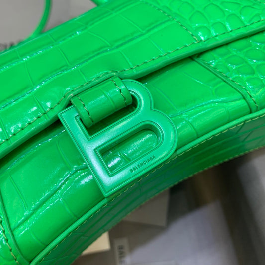 Balen Hourglass XS Handbag In Bright Green, For Women, Bags 7.4in/19cm 5928331U6AK3809