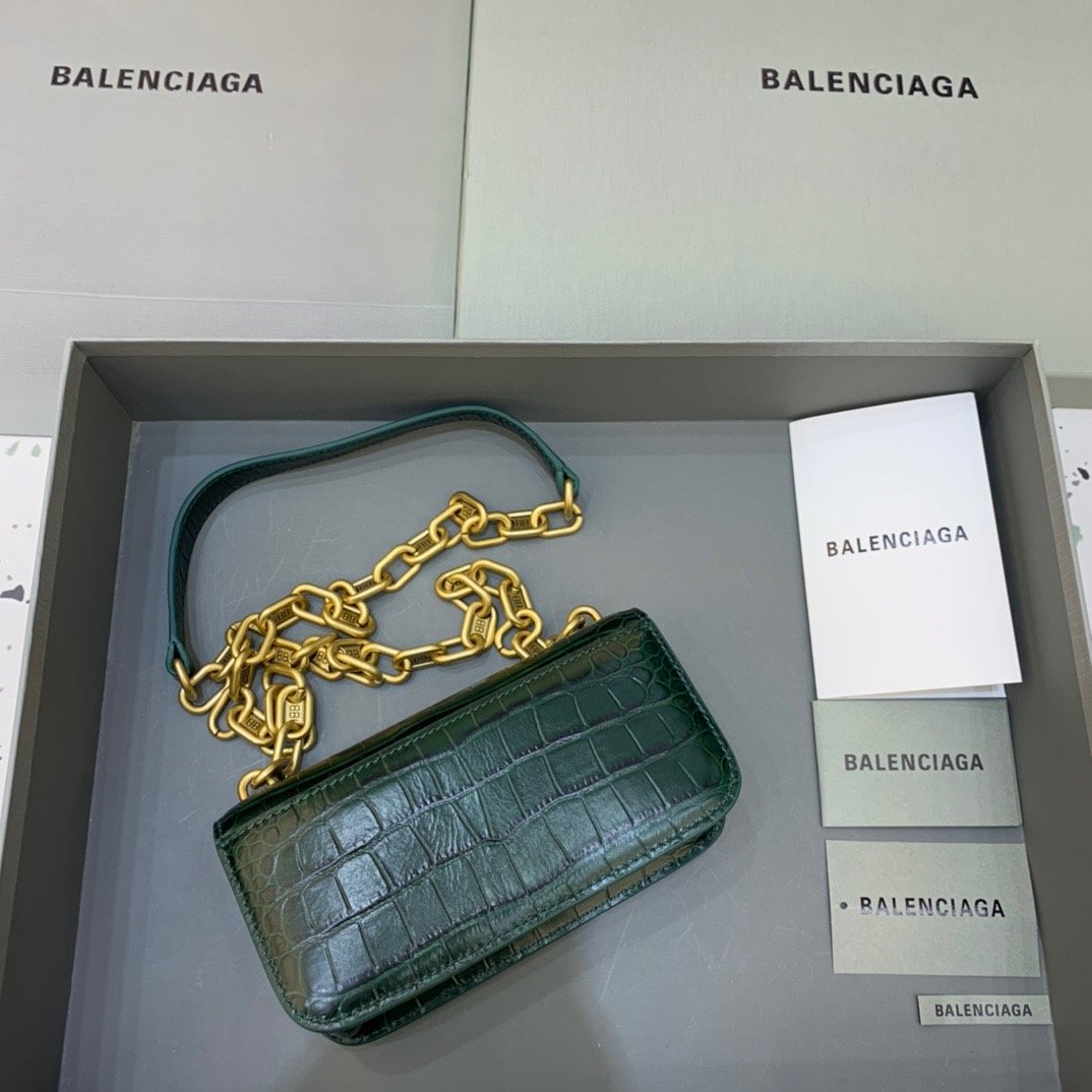 Balen Gossip Small On Chain Shoulder Bag Dark Green, For Women, Bags 7.4in/19cm