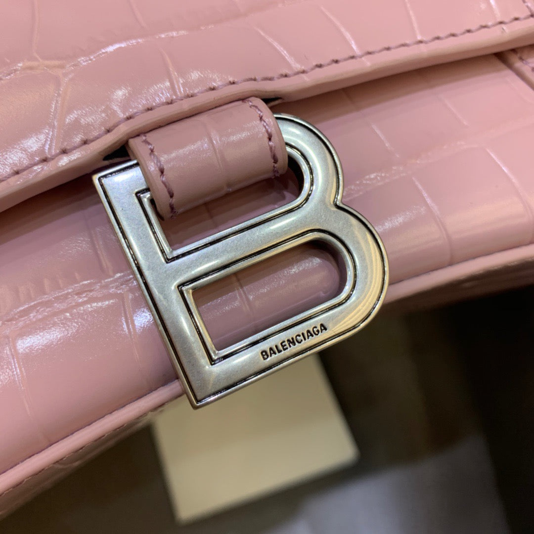 Balen Hourglass Small Handbag In Pink, For Women, Bags 9in/23cm 5935461LR6Y5906