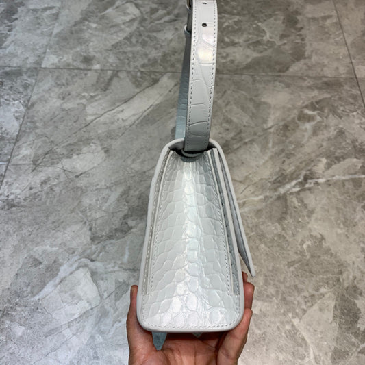 Balen Hourglass Handbag In White, For Women, Bags 9.8in/25cm