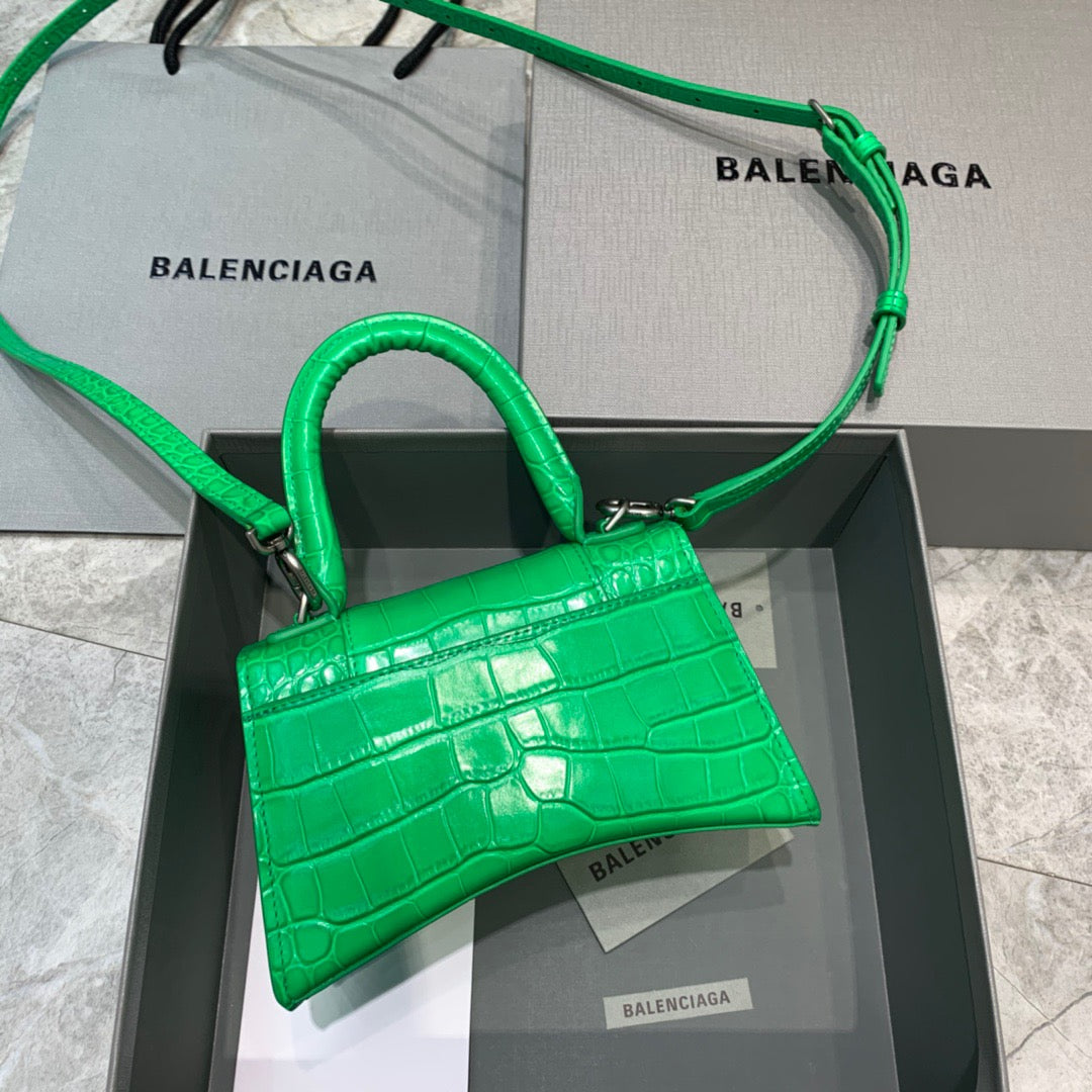 Balen Hourglass XS Handbag In Bright Green, For Women, Bags 7.4in/19cm
