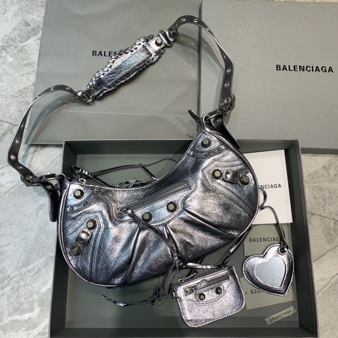 Balen Le Cagole XS Shoulder Bag In Sliver, For Women, Bags 13in/33cm